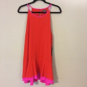 Vince Camuto xl swing dress halter flowy red pink
